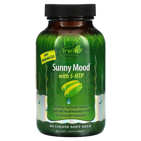 Irwin Naturals, Sunny Mood with 5-HTP, Plus Vitamin D3, 80 Liquid Soft-Gels - Supply Center USA