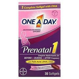 One-A-Day, Prenatal 1 with Folic Acid, DHA & Iron, Multivitamin/Multimineral Supplement, 30 Softgels - Supply Center USA