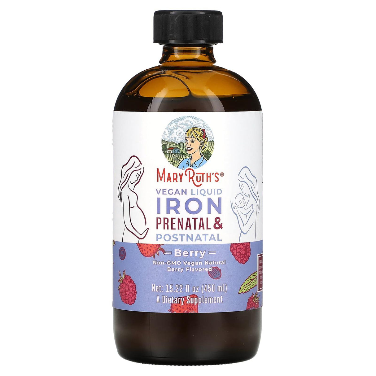 MaryRuth's, Vegan Liquid Iron Prenatal & Postnatal, Berry, 15.22 fl oz (450 ml) - Supply Center USA