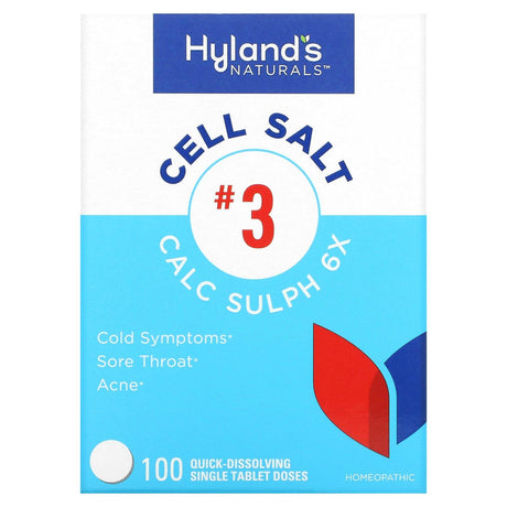 Hyland's Naturals, Cell Salt #3, Calc Sulph 6X, 100 Quick-Dissolving Single Tablet - Supply Center USA