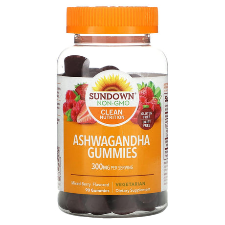 Sundown Naturals, Ashwagandha Gummies, Mixed Berry , 150 mg, 90 Gummies - Supply Center USA