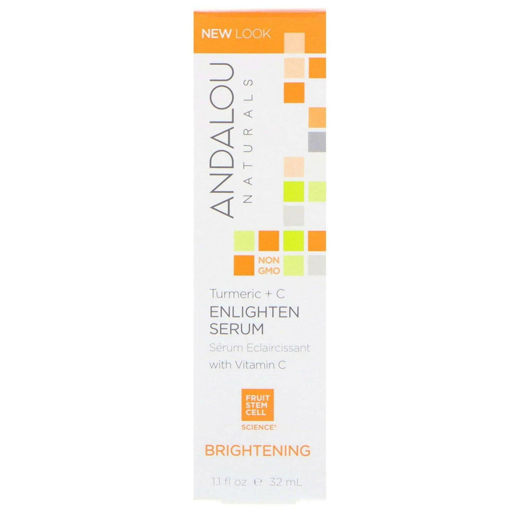 Andalou Naturals, Enlighten Serum, Turmeric + C, Brightening, 1.1 fl oz (32 ml) - HealthCentralUSA