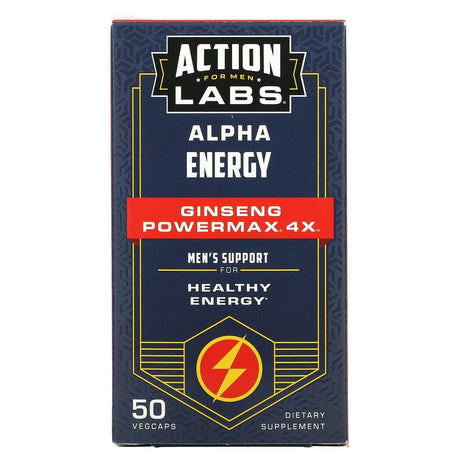 Action Labs, Alpha Energy, Ginseng Powermax 4x, Men's Support, 50 VegCaps - Supply Center USA