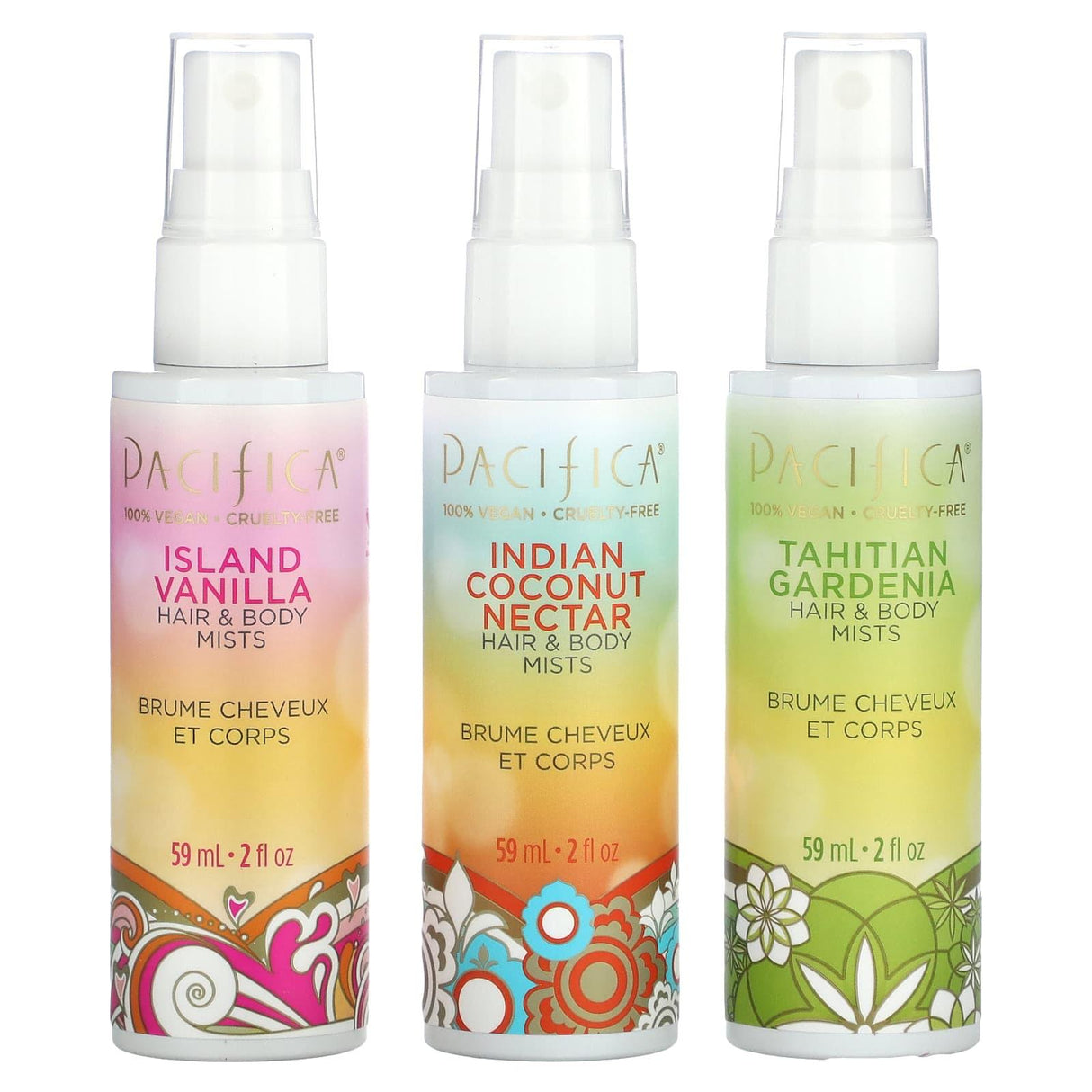 Pacifica, Hair & Body Mists, Wanderlust, 3 Pack, 2 fl oz (59 ml) Each - Supply Center USA