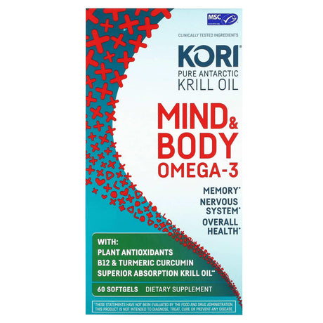 Kori, Pure Atlantic Krill Oil, Mind & Body Omega-3, 60 Softgels - Supply Center USA