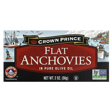 Crown Prince Natural, Flat Anchovies, In Pure Olive Oil, 2 oz (56 g) - Supply Center USA