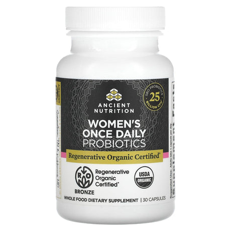 Dr. Axe / Ancient Nutrition, Women's Once Daily Probiotics, 25 Billion CFU, 30 Capsules - Supply Center USA