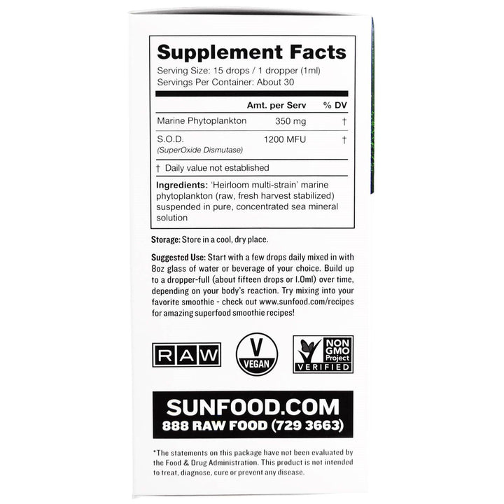 Sunfood, Ocean's Alive 2.0 Marine Phytoplankton, 1 fl oz (30 ml) - HealthCentralUSA