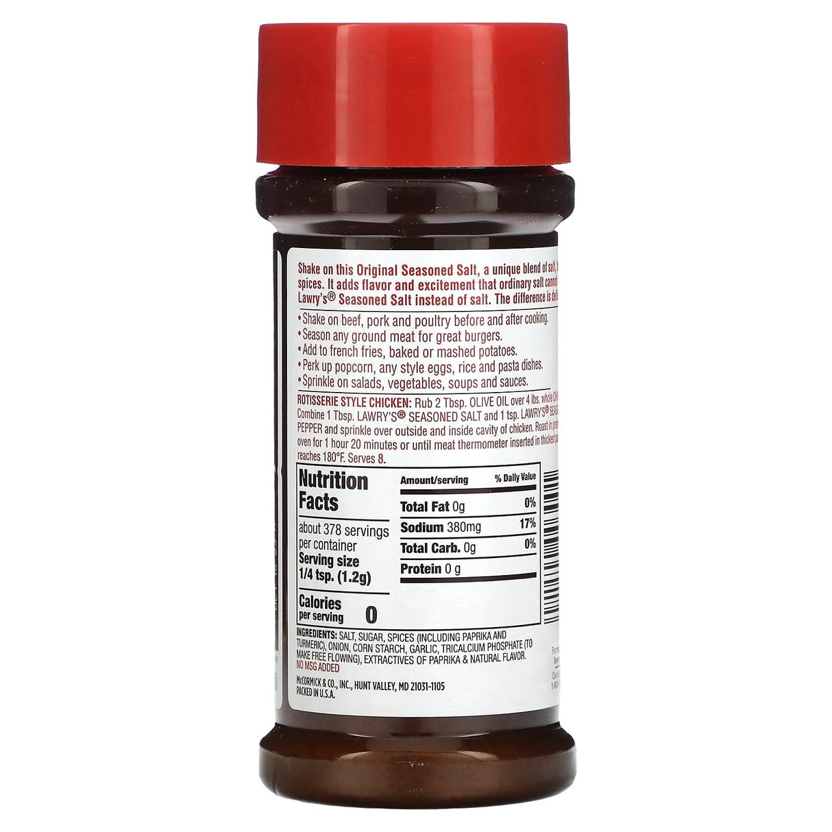 Lawry's, Seasoned Salt, The Original, 16 oz, (453 g) - Supply Center USA