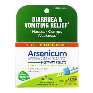 Boiron, Arsenicum, Diarrhea & Vomiting Relief, Meltaway Pellets, 30C, 3 Tubes, 80 Pellets Each - Supply Center USA