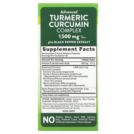 Nature's Truth, Turmeric Curcumin Complex, 750 mg, 60 Quick Release Capsules - Supply Center USA