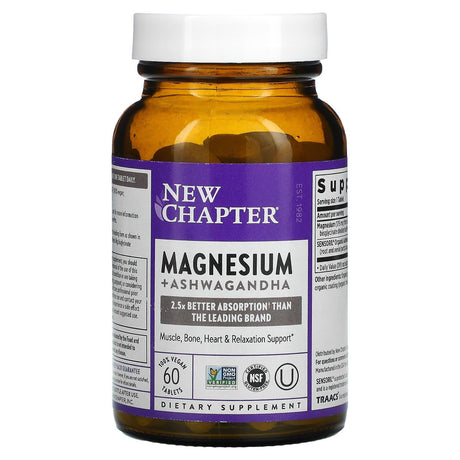 New Chapter, Magnesium + Ashwagandha, 60 Vegan Tablets - Supply Center USA