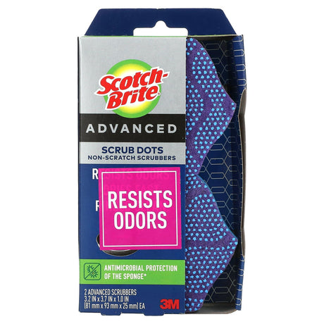 Scotch-Brite, Advanced Scrub Dots, Non-Scratch Scrubbers, 2 Advanced Scrubbers - Supply Center USA