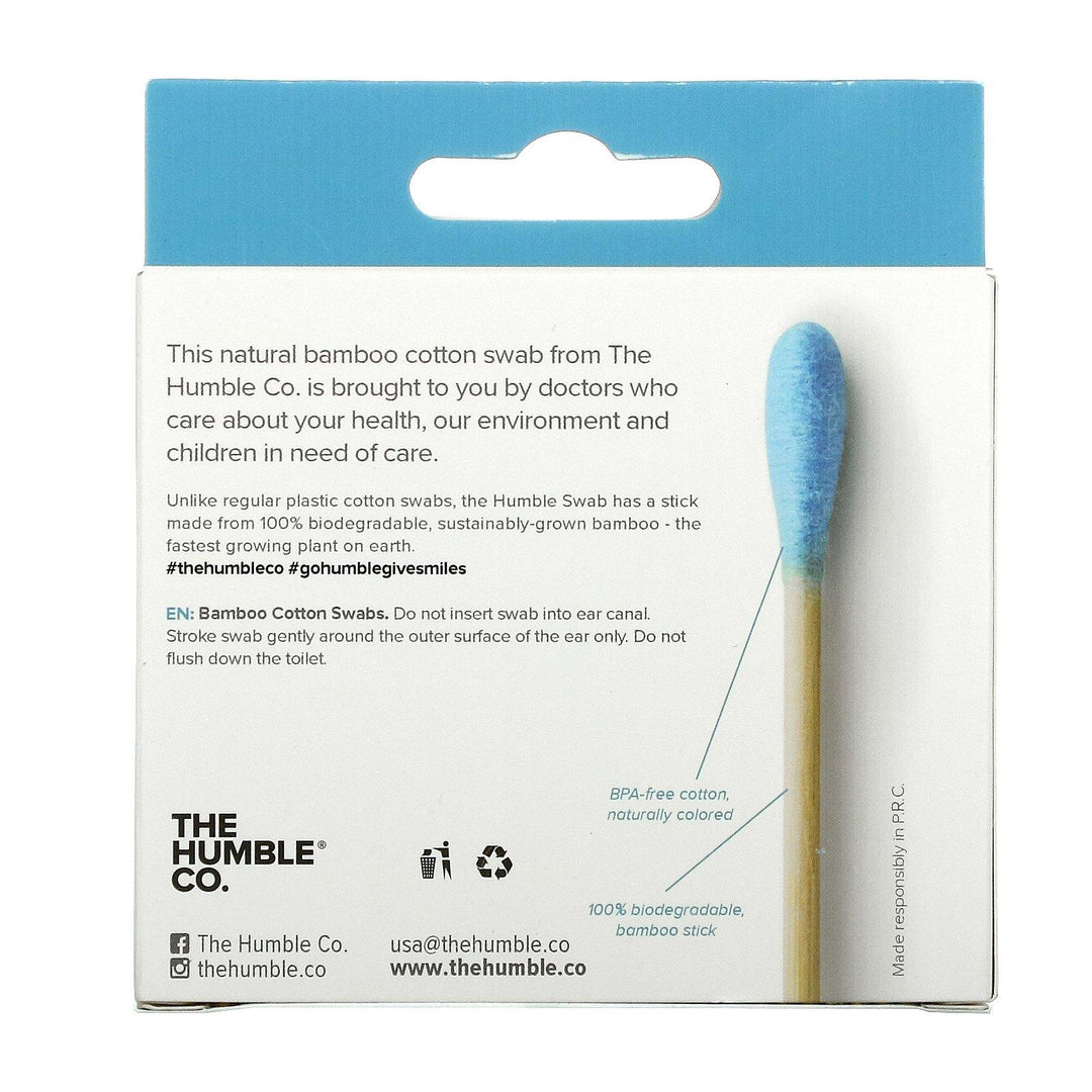 The Humble Co., Bamboo Cotton Swabs, Blue, 100 Swabs - HealthCentralUSA