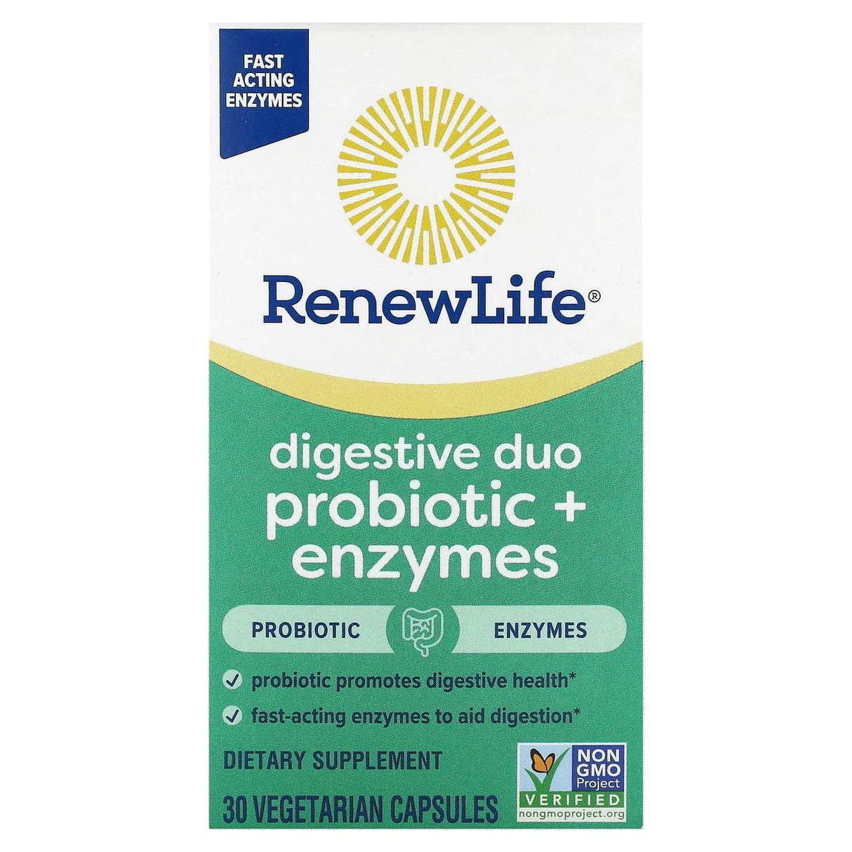 Renew Life, Digestive Duo Probiotic + Enzymes , 30 Vegetarian Capsules - Supply Center USA