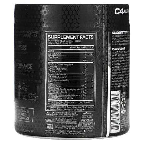 Cellucor, C4 Ultimate, Pre-Workout, Arctic Snow Cone, 11.4 oz (324 g) - Supply Center USA