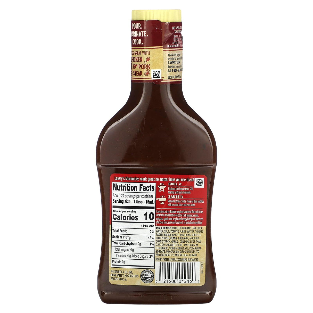 Lawry's, Marinade, Baja Chipotle With Lime Juice, 12 fl oz (354 ml) - Supply Center USA