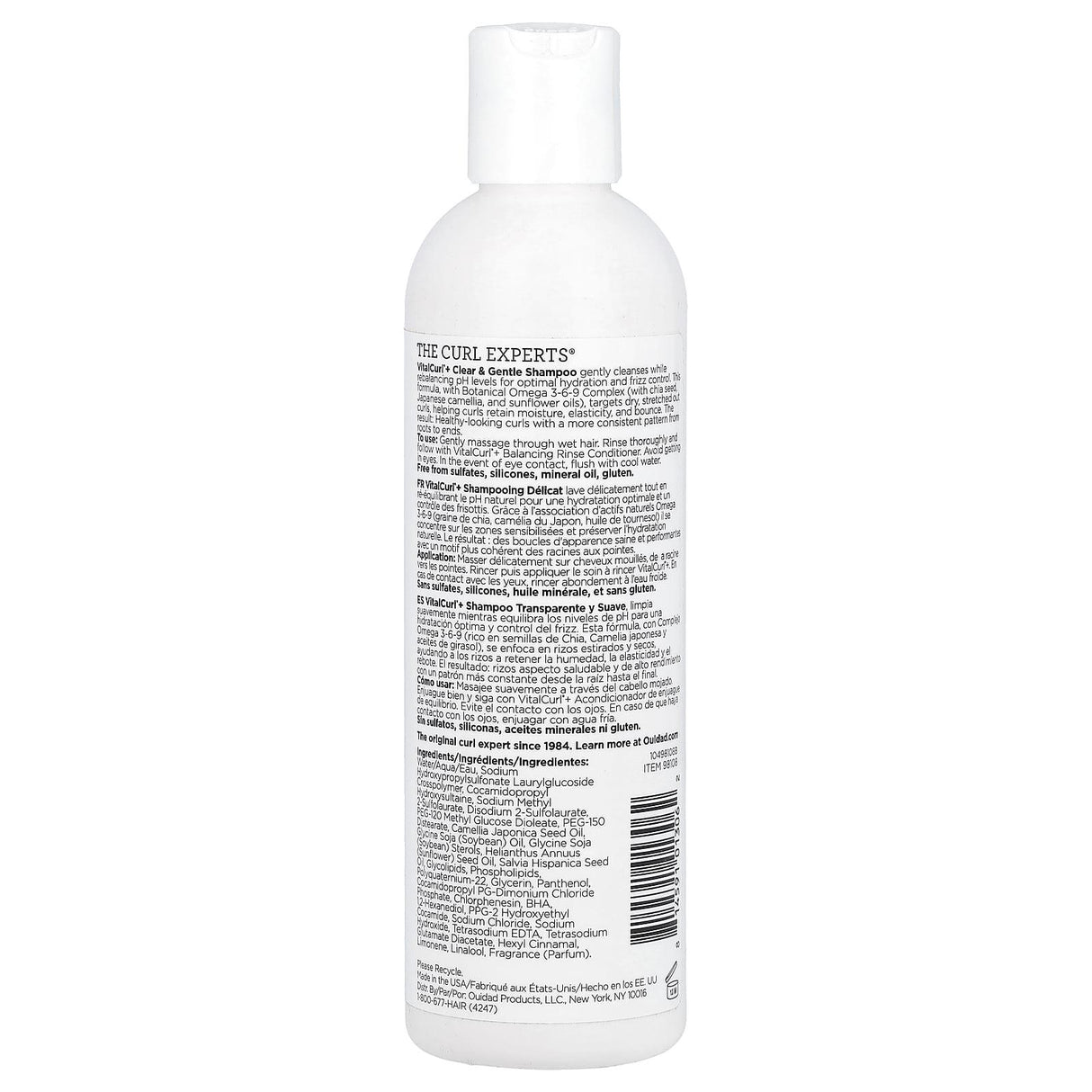 Ouidad, VitaCurl®+, Clear & Gentle Shampoo, Spiral Curls, 8.5 fl oz (250 ml) - Supply Center USA