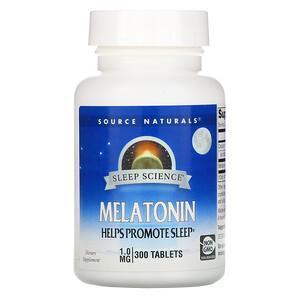 Source Naturals, Sleep Science, Melatonin, 1 mg, 300 Tablets - Supply Center USA