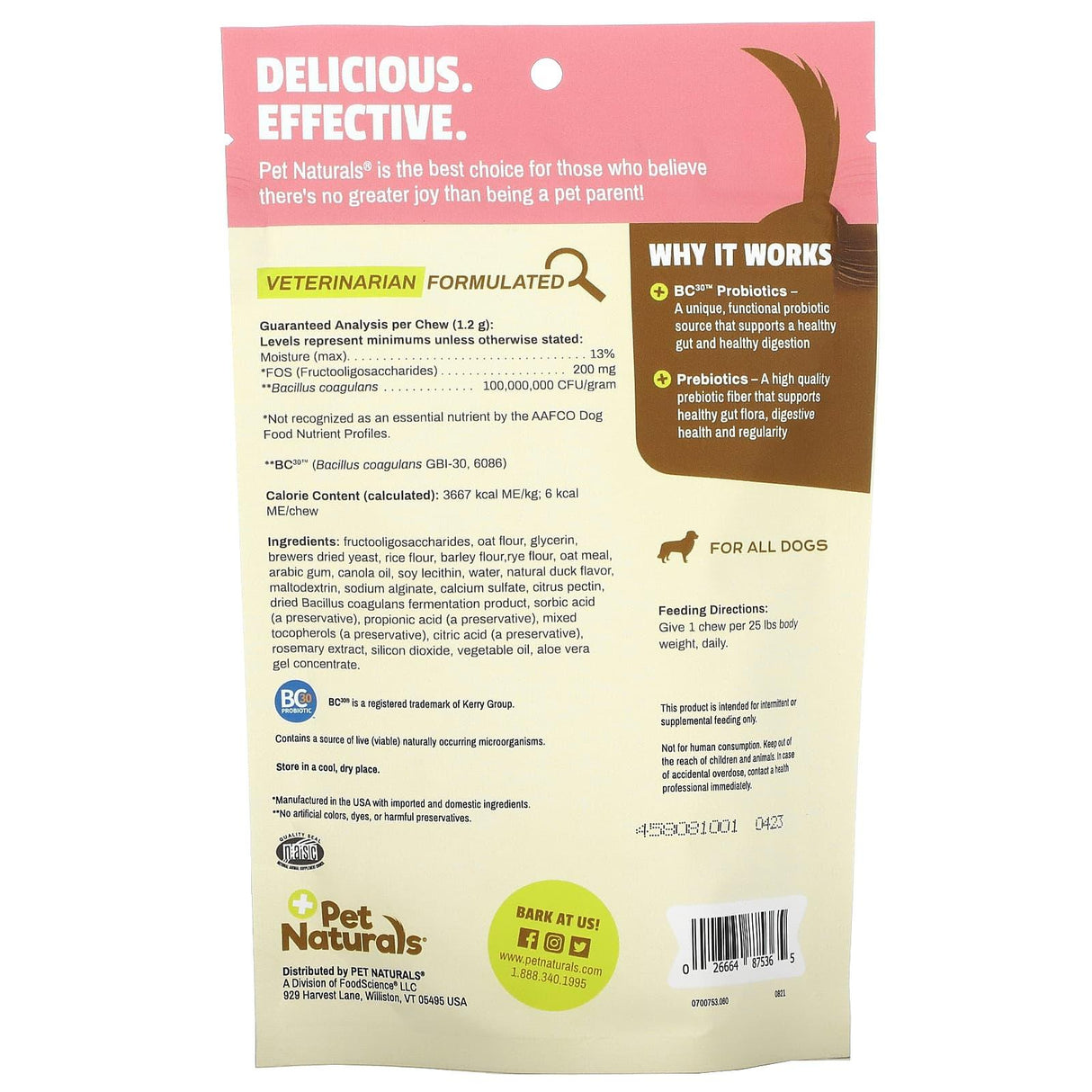 Pet Naturals, Daily Probiotic, For Dogs, All Sizes, 60 Chews, 2.54 oz (72 g) - Supply Center USA