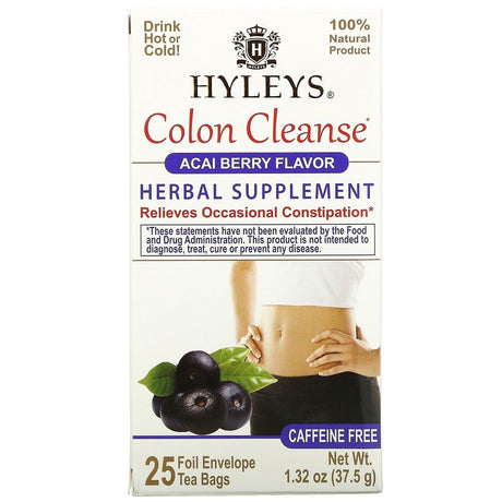 Hyleys Tea, Colon Cleanse, Acai Berry, Caffeine Free, 25 Foil Envelop Tea Bags, 0.05 oz (1.5 g) Each - Supply Center USA