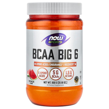 NOW Foods, Sports, BCAA Big 6, Watermelon, 21.16 oz (600 g) - Supply Center USA