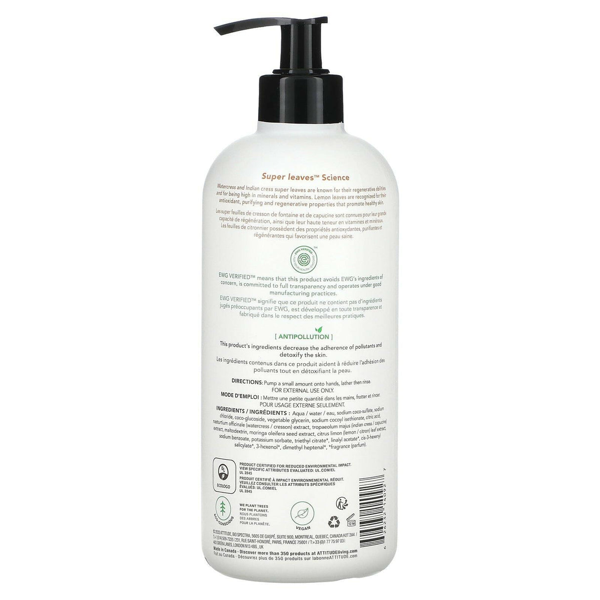 ATTITUDE, Super Leaves Science, Hand Soap, Lemon Leaves, 16 fl oz (473 ml) - Supply Center USA