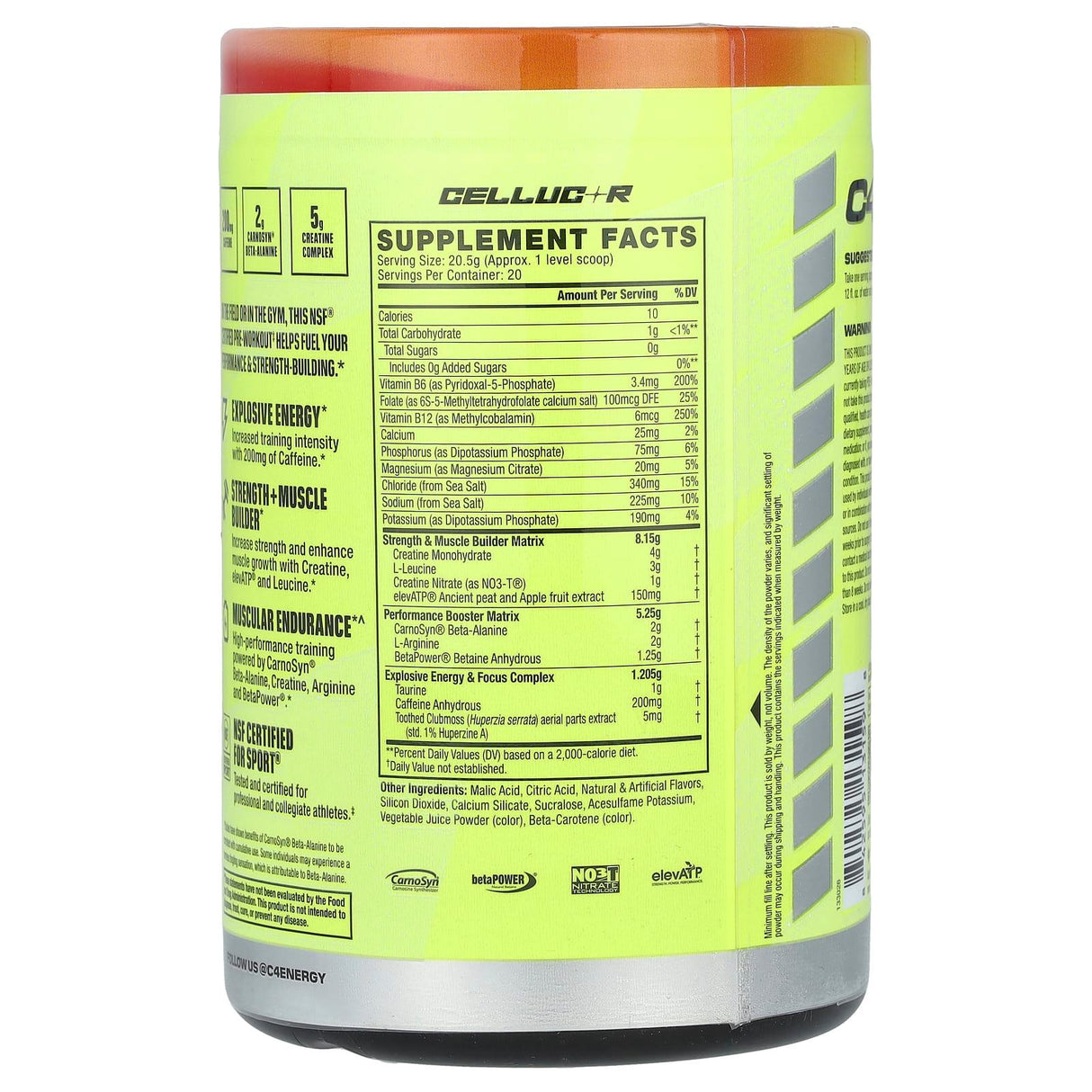 Cellucor, C4 Sport Strength, Pre-Workout, Fruit Punch, 14.5 oz (410 g) - Supply Center USA