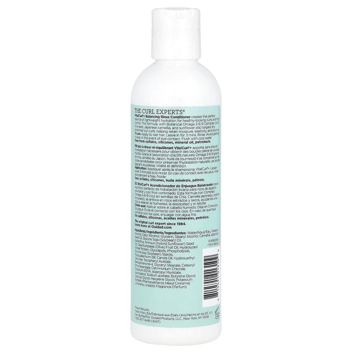 Ouidad, VitalCurl®+, Balancing Rinse Conditioner, Spiral Curls, 8.5 fl oz (250 ml) - Supply Center USA