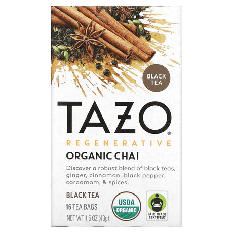 Tazo Teas, Regenerative, Organic Chai, Black Tea, 16 Tea Bags, 1.5 oz (43 g) - Supply Center USA