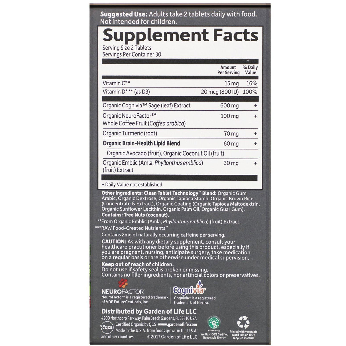 Garden of Life, Dr. Formulated Brain Health, Memory & Focus for Young Adults, 60 Vegetarian Tablets - Supply Center USA