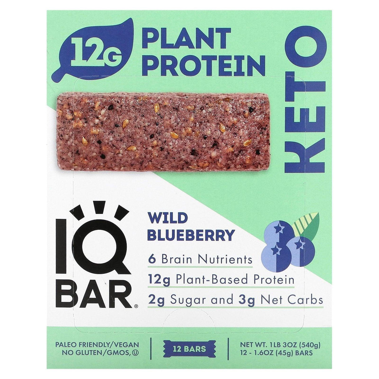 IQBAR, Plant Protein Bar, Chocolate Sea Salt, 12 Bars, 1.6 oz (45 g) Each - Supply Center USA