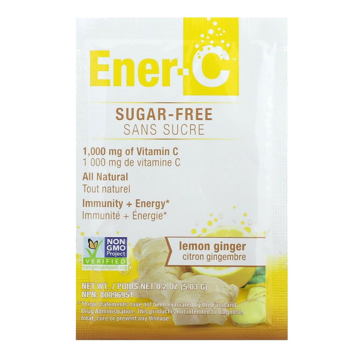 Ener-C, Vitamin C Drink Mix, Sugar Free, Lemon Ginger, 1,000 mg, 30 Packets - Supply Center USA