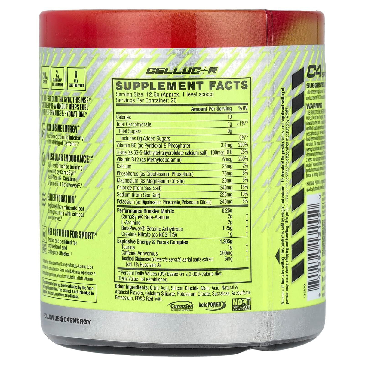 Cellucor, C4 Sport, Pre-Workout, Hawaiian Punch® Fruit Juicy Red®, 8.9 oz (252 g) - Supply Center USA