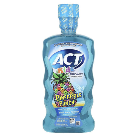 Act, Kids, Anticavity Fluoride Rinse, Alcohol Free, Pineapple Punch, 16.9 fl oz (500 ml) - Supply Center USA