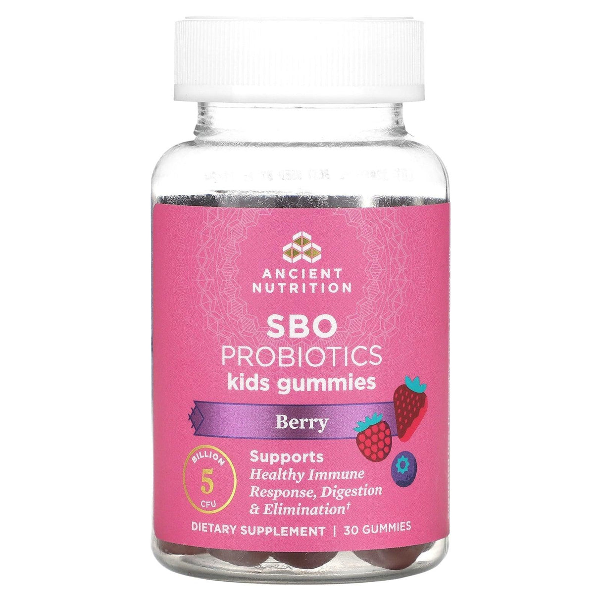 Dr. Axe / Ancient Nutrition, Kids, SBO Probiotics, Berry, 5 Billion CFU, 30 Gummies - Supply Center USA