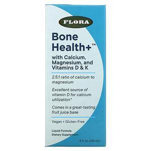 Flora, Bone Health+ with Calcium, Magnesium, and Vitamins D & K, Liquid, 8 fl oz (236 ml) - Supply Center USA