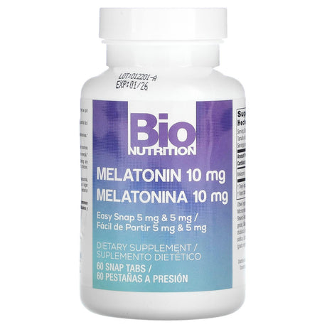 Bio Nutrition, Melatonin, 10 mg, 60 Snap Tabs - Supply Center USA