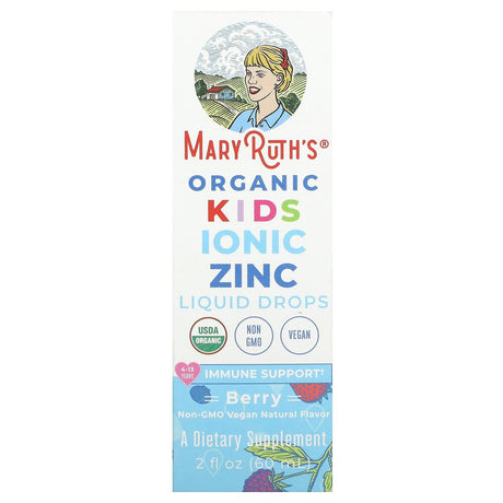 MaryRuth's, Organic Kids Ionic Zinc Liquid Drops, 4-13 Years, Berry, 2 fl oz (60 ml) - Supply Center USA