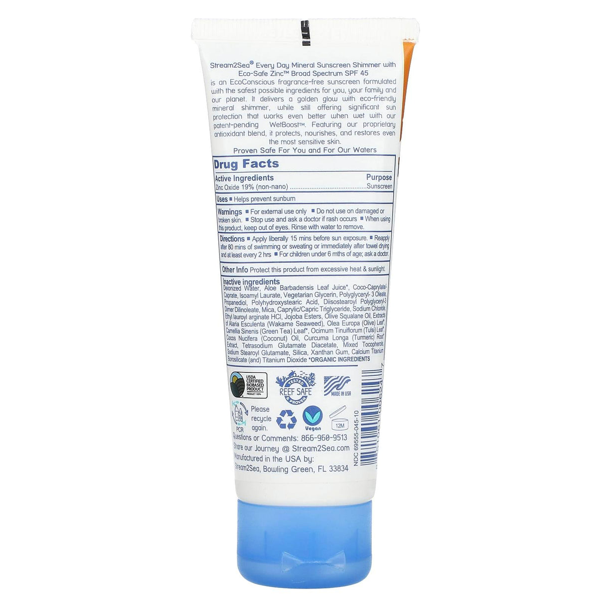 Stream2Sea, Every Day Mineral Sunscreen, Shimmer, SPF 45, 2.5 fl oz (75 ml) - Supply Center USA