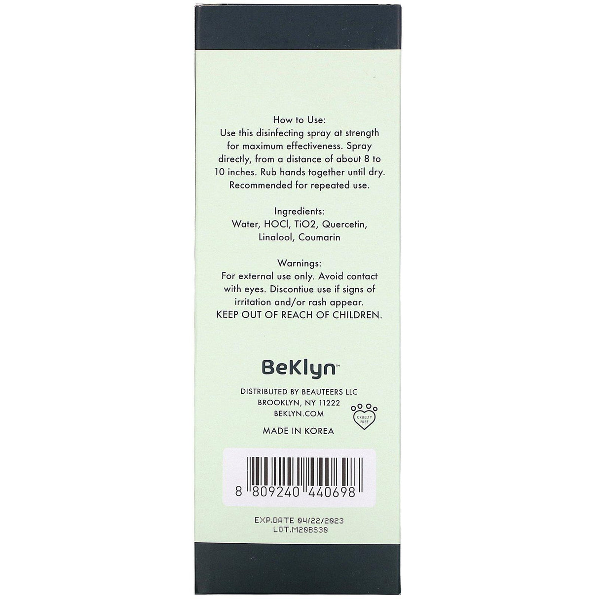 BeKLYN, Absolute Purifying Spray, Alcohol-Free Hand Sanitizer, 10.14 fl oz (300 ml) - Supply Center USA