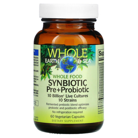 Natural Factors, Whole Earth & Sea, Whole Food Synbiotic Pre+Probiotic, 10 Billion, 60 Vegetarian Capsules - Supply Center USA