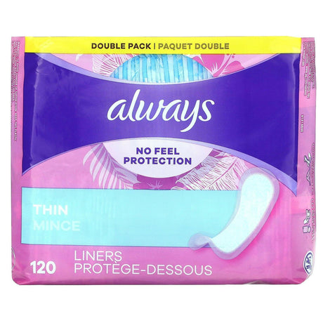 Always, Thin Daily Liners, Regular, 120 Liners - Supply Center USA