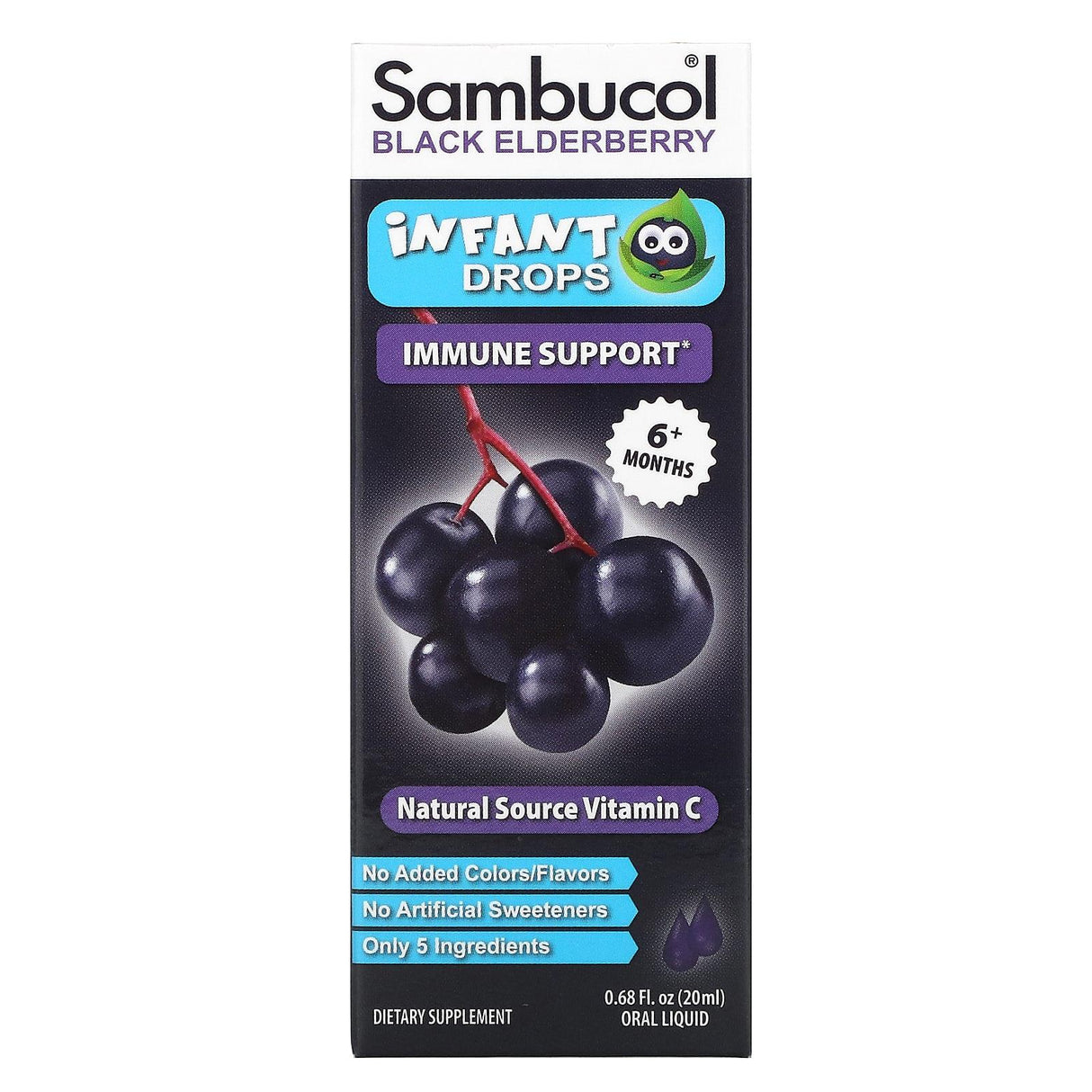 Sambucol, Black Elderberry, Infant Drops, 6+ Months, 0.68 fl oz ( 20 ml) - Supply Center USA