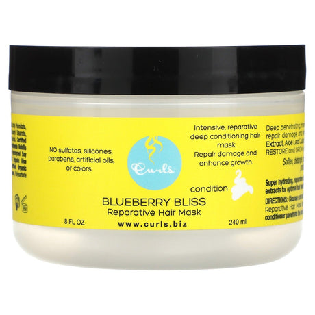 Curls, Blueberry Bliss Reparative Hair Mask, 8 fl oz (240 ml) - Supply Center USA