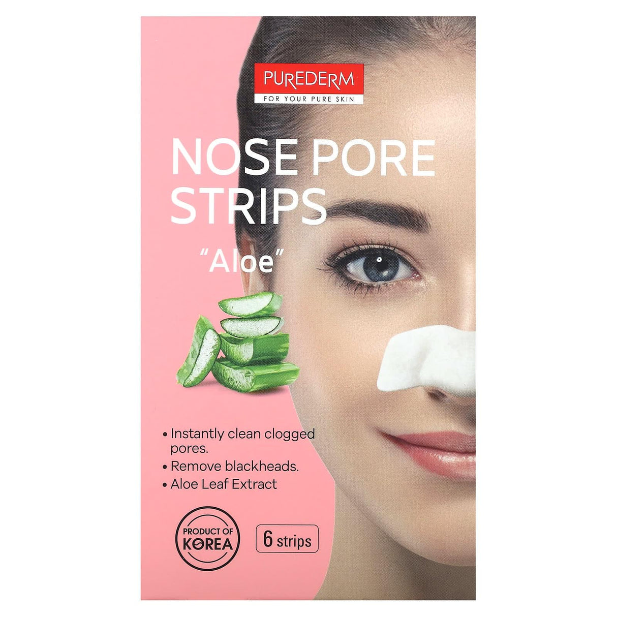 Purederm, Nose Pore Strips, Aloe, 6 Strips - Supply Center USA