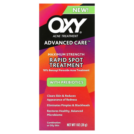 Oxy Skin Care, Advanced Care, Rapid Spot Treatment with Prebiotics, Maximum Strength, 1 oz (28 g) - Supply Center USA