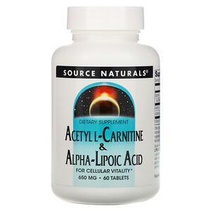 Source Naturals, Acetyl L-Carnitine & Alpha-Lipoic Acid, 650 mg, 60 Tablets - Supply Center USA