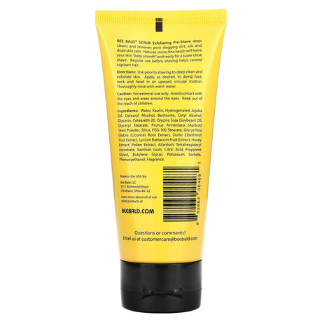 Bee Bald, Scrub Head & Face, Exfoliating Pre-Shave, 3 fl oz (89 ml) - Supply Center USA