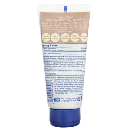 Stream2Sea, Tinted Sunscreen, Sport, SPF 20, Neutral, Fragrance Free, 3 fl oz (90 ml) - Supply Center USA